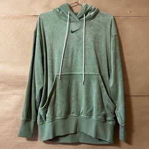Nike | Oversized Terry Pullover Center Swoosh Hoodie Sweatshirt Green Size XS